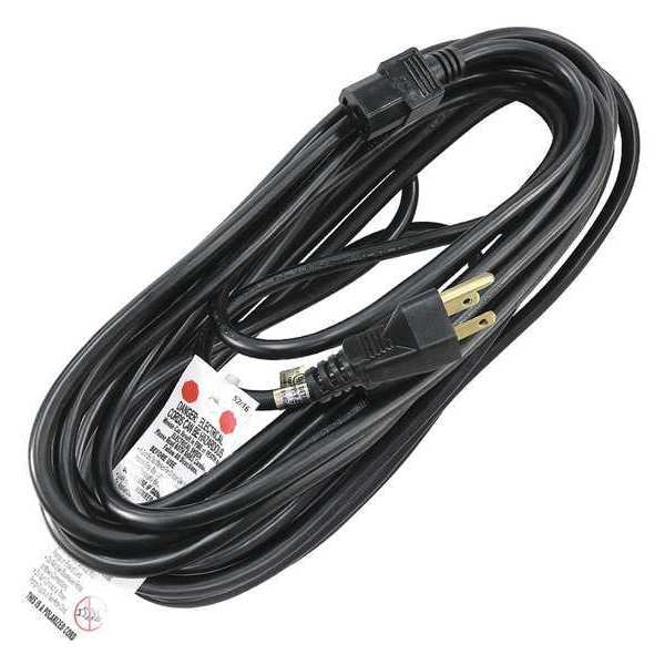 Zoro Select Power Cord, 5-15P, SJT, 25 ft., Blk, 15A, 14/3 - 5XFN1ID