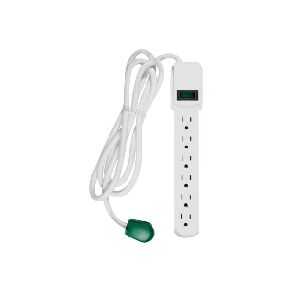 Gogreen Surge Protected Power Strip, 6 Outlets, 15A, 160 Joules, 6' Cord - GG-16106MS