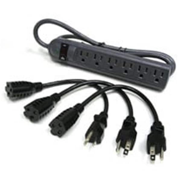 Fasttrack PORT AUTHORITY 2706X 6-OUTLET SURGE SUPPRESSOR WITH THREE 1ft OUTLET SAVER POWER EXTENSION CORDS - FA56732