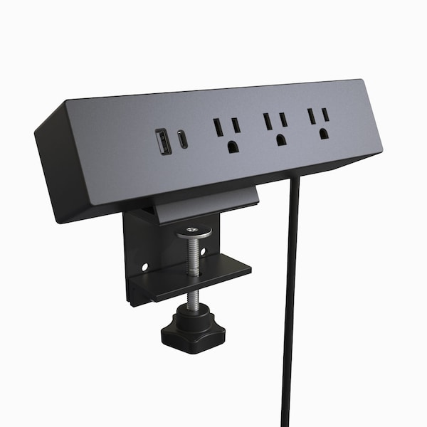 Richelieu Hardware 120 V Clamp-On Power Bar and USB Charging Station, Black - 23213900