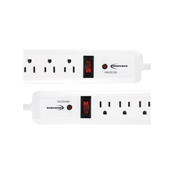 Innovera Surge Protector, 6 Outlets, 4 ft. Cord, 540 Joules, White, PK2 - IVR71653