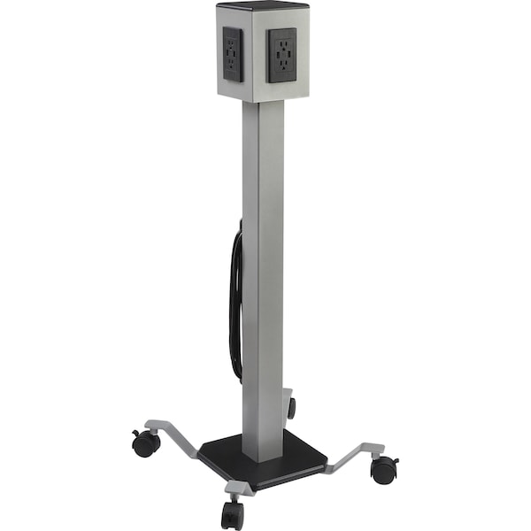 Lorell Mobile Power Tower with 10' Cord, 8 AC Outlets and 8 USB Outlets, Gray - LLR34000