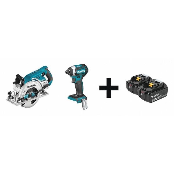Makita Cordless Combination Kit, 18.0V, 2 Tools - XSR01Z - XDT14Z + BL1840B-2