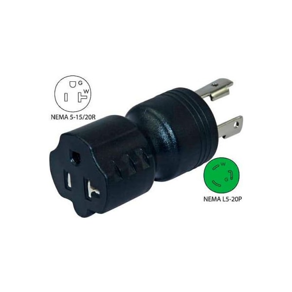 Conntek Conntek 30123-BK, 20 to 15/20-Amp Generator Locking Adapter with NEMA L5-20P to 5-15/20R, Black - 30123-BK