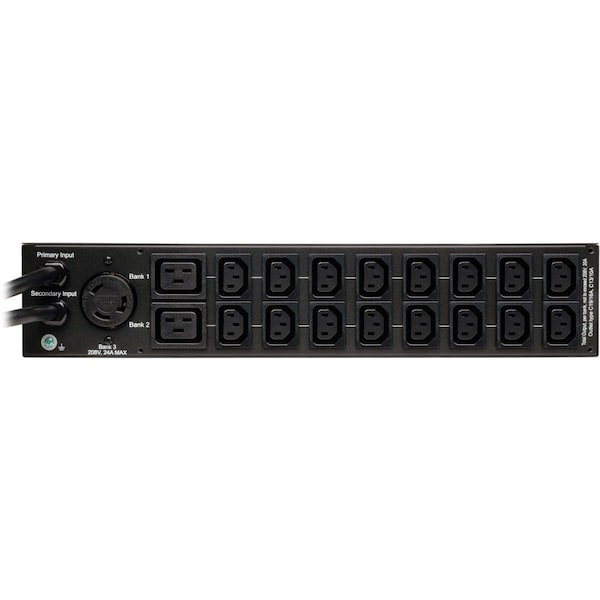Tripp Lite PDU, ATS/Metered, 5kW, 16C13, 2C19, L6-30R, 2U - PDUMH30HVAT
