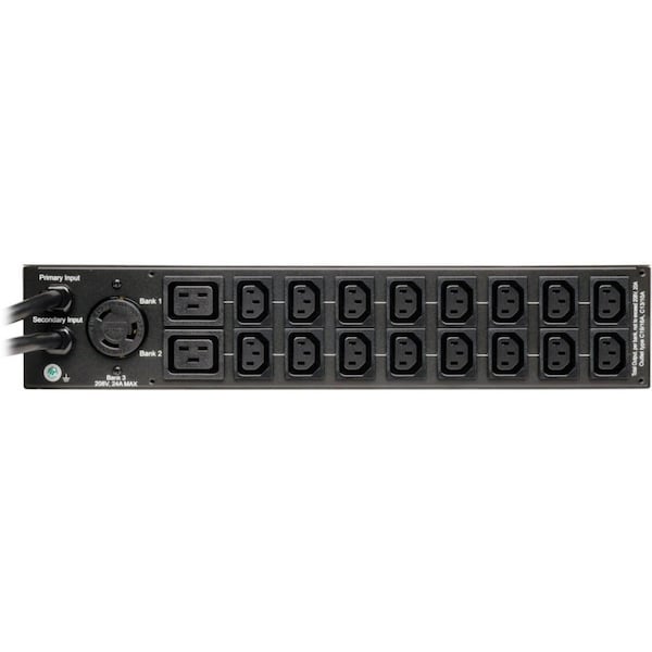 Tripp Lite PDU, ATS/Metered, 5kW, 16C13, 2C19, L6-30R, 2U - PDUMH30HVAT