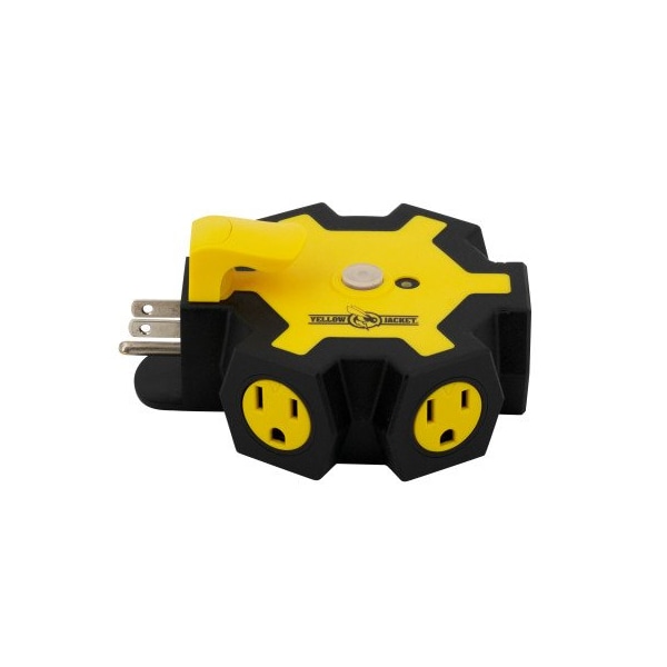 Yellow Jacket Yellow Outdoor Power Set 30' Cord & 5 Out Adapter, 6PK - 41245