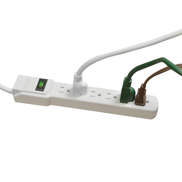 Gogreen Surge Protected Power Strip, 6 Outlets, 15A, 160 Joules, 3' Cord, White - GG-16103MS