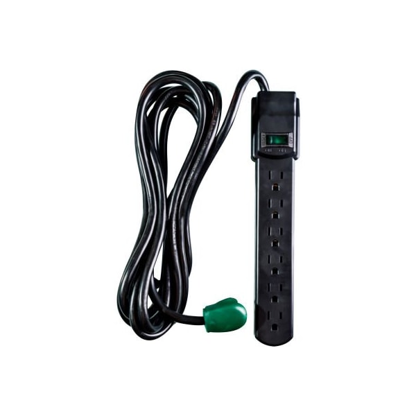 Gogreen Surge Protected Power Strip, 6 Outlets, 15A, 250 Joules, 6' Cord - GG-16106MSBK