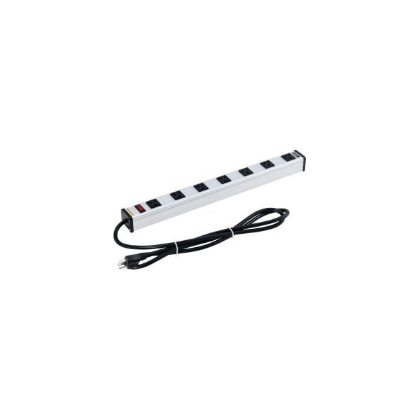 Global Equipment Surge Protected Power Strip, 7 Outlets, 15A, 450 Joules, 6' Cord - LTS-7H650-6ft-SP