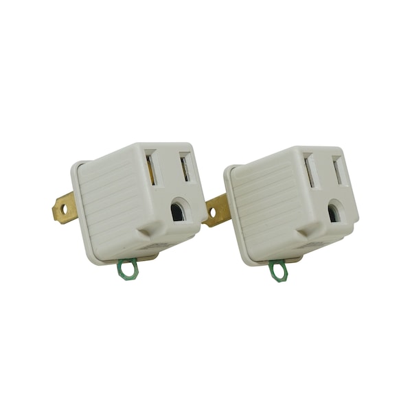 Woods Adapter, 3 To 2 Grounding Gray 2Pk Card, 12PK - 99019709