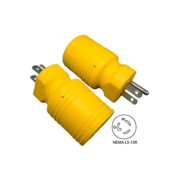 Conntek Conntek 30111-YW, 15 to 15-Amp Locking Adapter with NEMA 5-15P/R, Yellow - 30111-YW