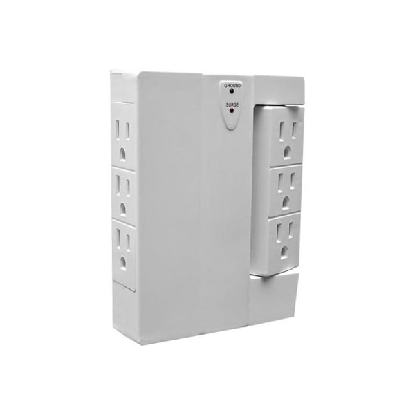 Gogreen GoGreen Power 6 Outlet Swivel tap w/1000 joules surge, GG-16310TSW - White - GG-16310TSW