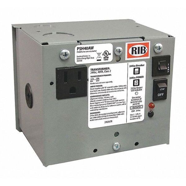 Functional Devices-Rib Enclosed Power Supply, 120V AC, 24V AC, 40VA - PSH40AW