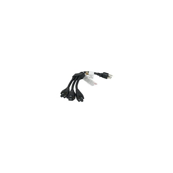 Swe-Tech 3C Power Cord Splitter, NEMA 5-15P to 3x NEMA 5-15R, 14AWG, 15 Amp, 14 inch, Black - FWT10W2-02101W