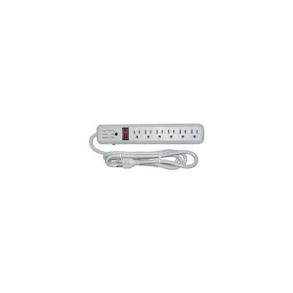 Swe-Tech 3C Surge Protector, 6 Outlet, Gray, Vertical Outlets, 3 MOV, 540 Joules, EMI / RFI, Power Cord 6 foot - FWT51W1-01206