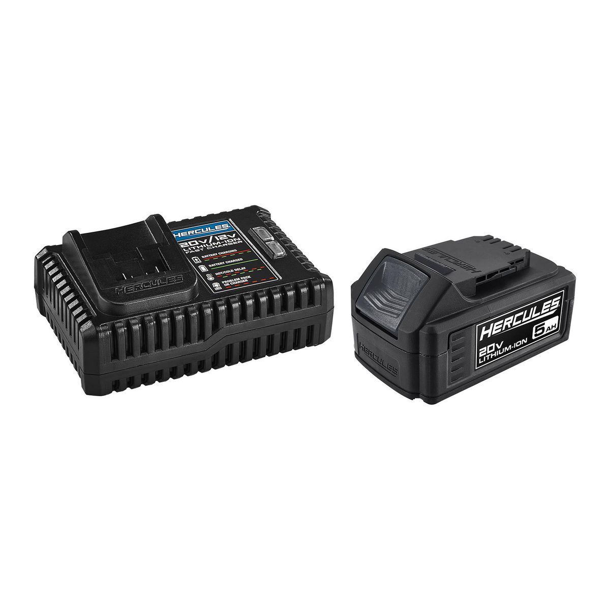 Kit de inicio Hercules 20V 5 Ah de batería de ion de litio de alto rendimiento y cargador multi-voltaje de 4 amperes - 71262
