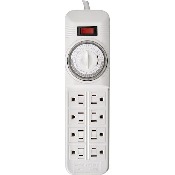 Cci Power Outlet Strip, 4 ft L Cable, 8 Socket, 15 A, 125 V, White - 22575