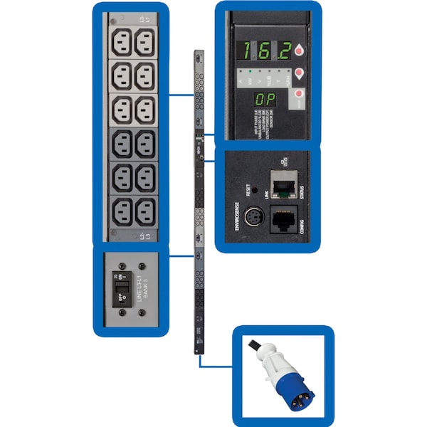 Tripp Lite PDU, 3-Ph, Monitored, 18.7kW, 36 C13, 0U - PDU3VN6G60C