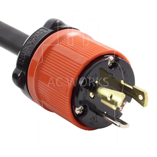 Ac Works SOOW; Cold Weather Extension Cord, 10 AWG, Indoor/Outdoor, 10/3, 1 Outlets, Black, Rubber, Nylon - L530PR-050