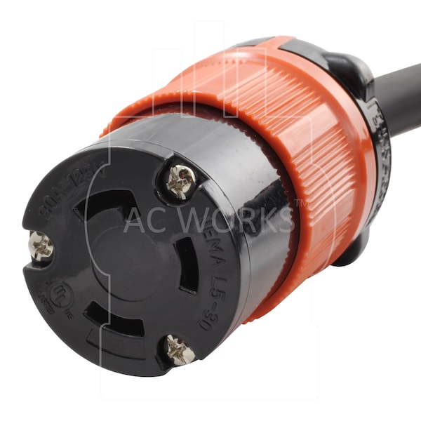 Ac Works SOOW; Cold Weather Extension Cord, 10 AWG, Indoor/Outdoor, 10/3, 1 Outlets, Black, Rubber, Nylon - L530PR-050