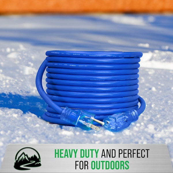 Duromax SJEOOW Extension Cord, 10 AWG, Indoor/Outdoor, 3 Outlets, Blue, PVC, 100 ft - XPX10100A