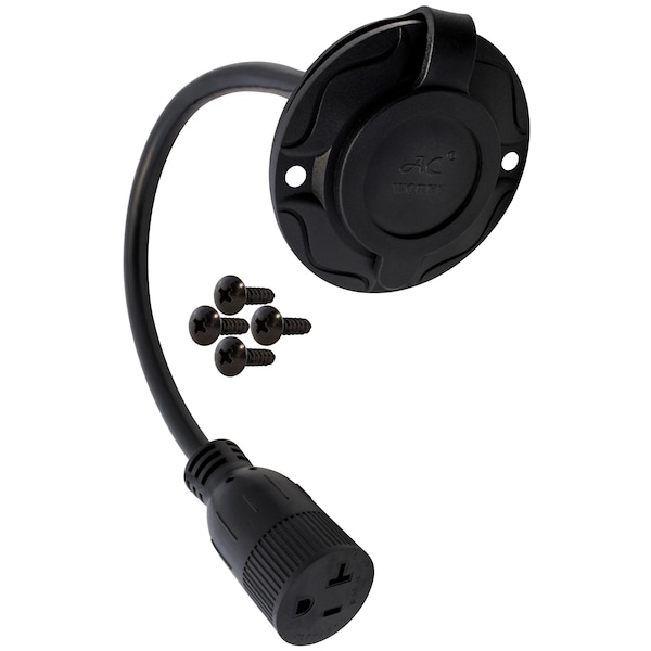 Ac Works STW Extension Cord, 14 AWG, Indoor/Outdoor, 14/3, 1 Outlets, Black, PVC, 5-15P, 1 ft - IN515520