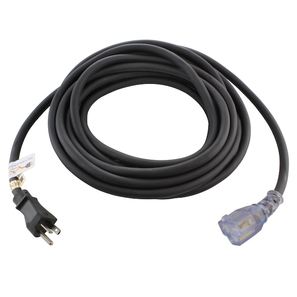 Ac Works SJTW; Cold Weather Extension Cord, 12 AWG, Indoor/Outdoor, 12/3, 1 Outlets, Black, PVC, 6-20P - S620PR-010