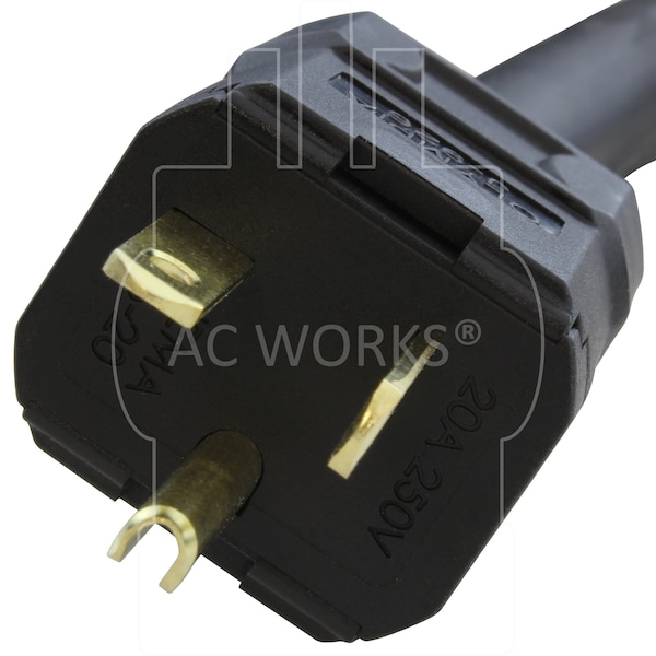 Ac Works SOOW; Cold Weather Extension Cord, 10 AWG, Indoor/Outdoor, 10/3, 1 Outlets, Black, Rubber, Nylon - SD620PR-075