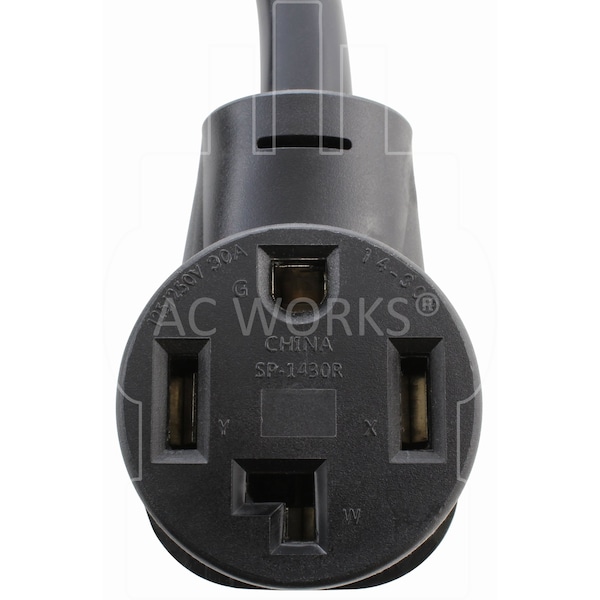 Ac Works STW; Cold Weather Extension Cord, 10 AWG, Indoor/Outdoor, 10/4, 1 Outlets, 14-30R, Black, PVC - 1430PR-025