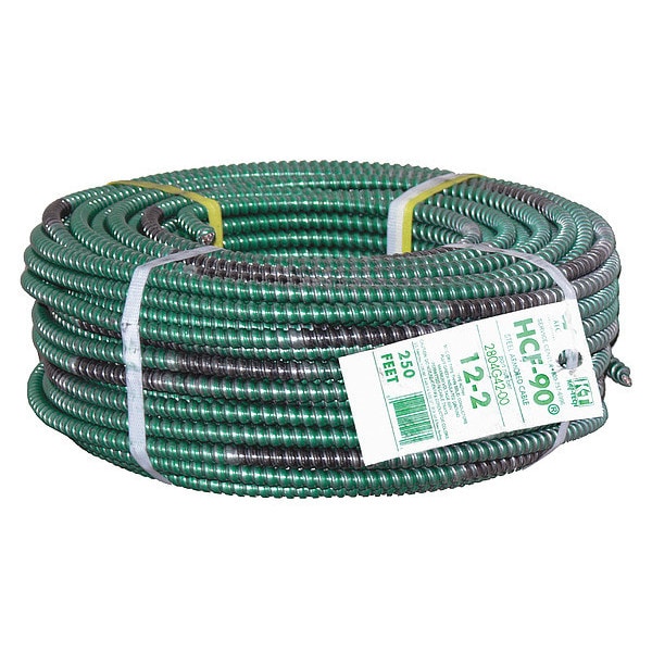 Afc Cable Systems HCF, Metal Clad Building Cable, Copper, 12 AWG, 2C with Ground, Green, Solid, 250 ft - 2804G42G00
