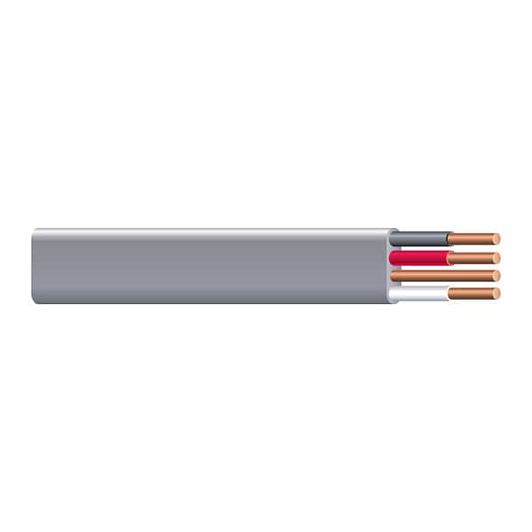 Southwire UF-B, Non-Metallic Underground Feeder Cable, Copper, 6 AWG, 3C with Ground, Gray, Stranded, 50 ft - 14782722