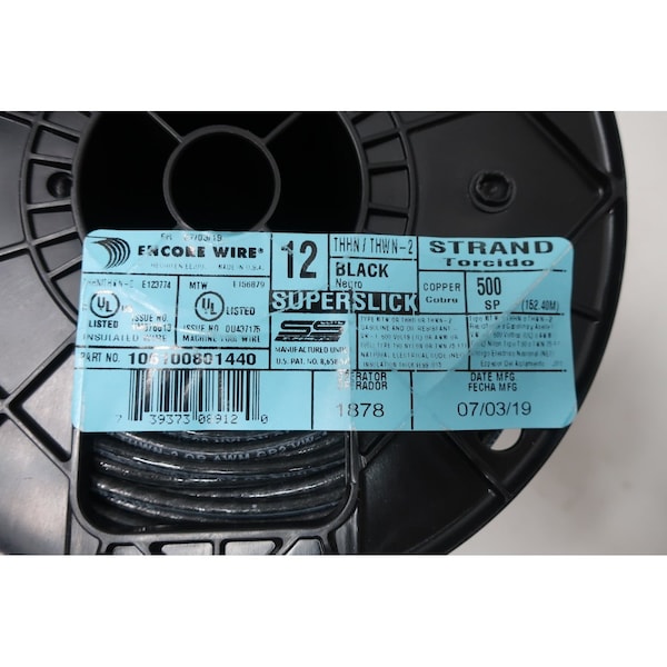Encore Wire SUPERSLICK BLACK COPPER 12 AWG 500FT 600V-AC WIRE - 106100801460