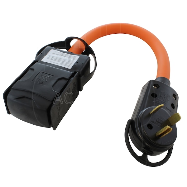 Ac Works 1.5FT TT-30P  RV 30A Plug to 4 Home Outlets with 20A Breakers - TTCBF520