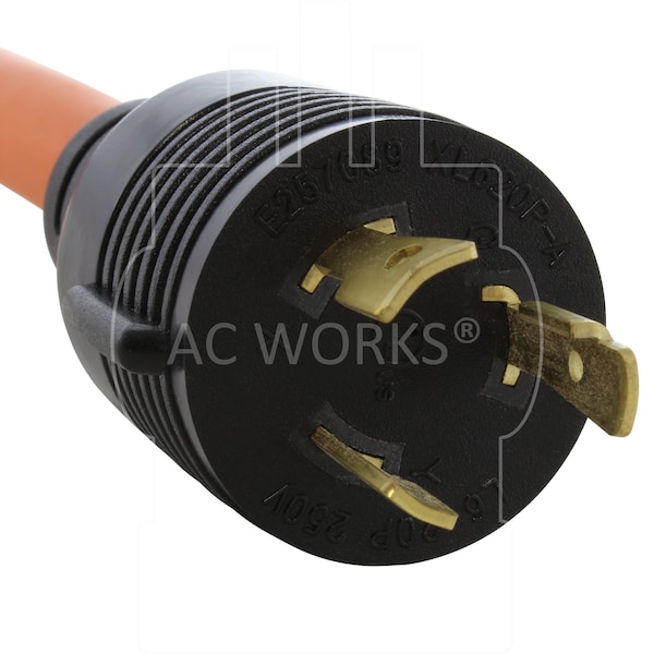 Ac Works 1.5FT L6-20P 20A 250V Locking Plug to 6-50 Welder Connector - WDL620650-018