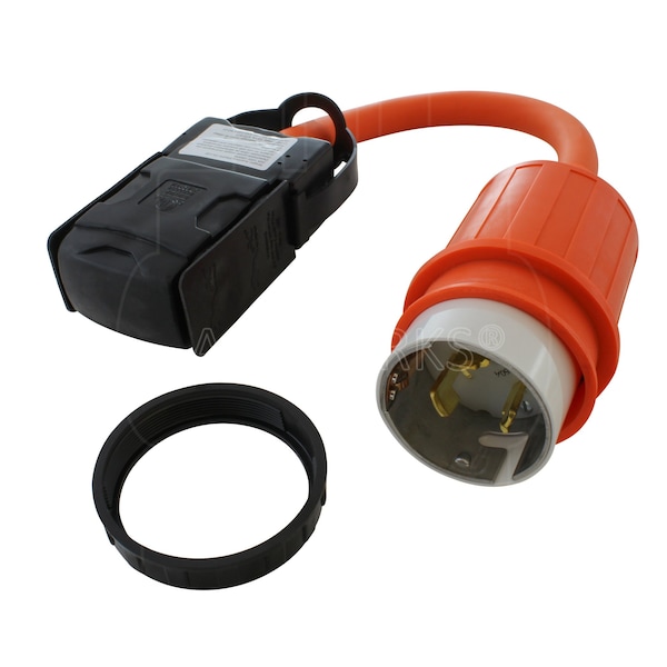 Ac Works 1.5FT SS2-50P/ CS6365 Locking Plug to 4 Household Outlets with 20A Breaker - SS2CBF520
