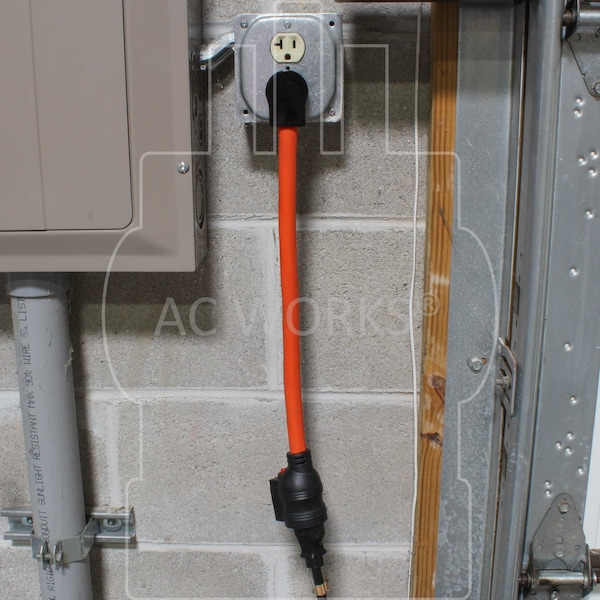 Ac Works 1FT 20A NEMA 5-20 Protective Outlet Extender with 20A Breaker - E520CB520