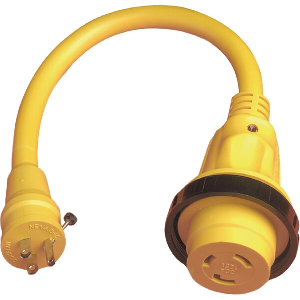 Marinco Marinco Standard Pigtail Adapter Dock Side Male 15A 125V Straight Blade With Locking Screw - 104SPP