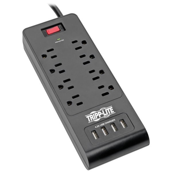 Tripp Lite Tripp Lite  6 ft. Cord Protect It 8-Outlet Surge Protector with 4 USB Ports, Black - TR392463