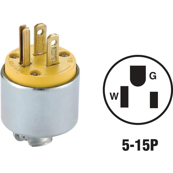 Leviton 15A 125V 3-Wire 2-Pole Armored Cord Plug - 000-515PA
