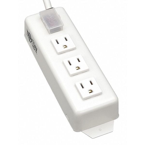 Tripp Lite Outlet Strip, 15A, 3 Outlet, 6 ft., White - TLM306NC