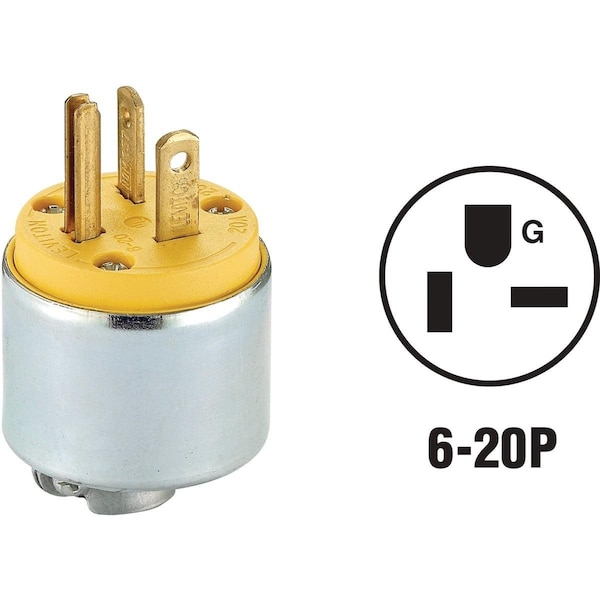 Leviton 20A 250V 3-Wire 2-Pole Armored Cord Plug - 000-620PA
