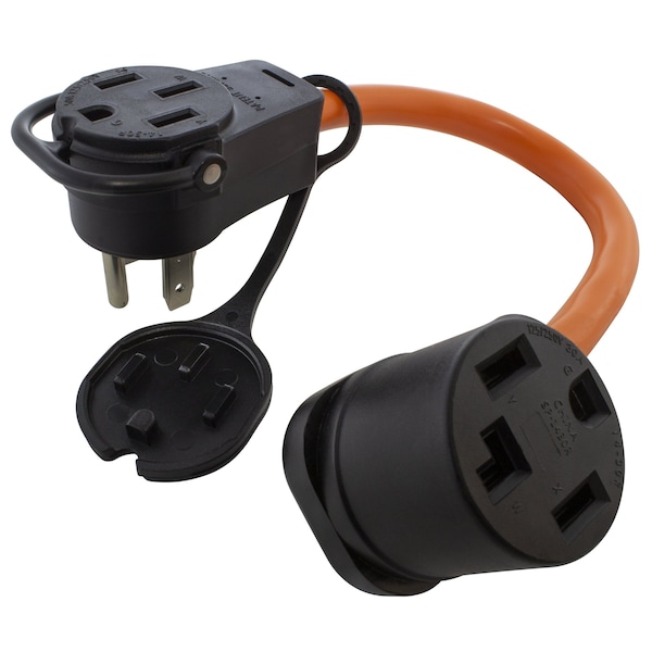 Ac Works 1.5FT 50A 14-50 Piggy-Back Plug with 14-30R Connector Adapter Cord - PB14501430