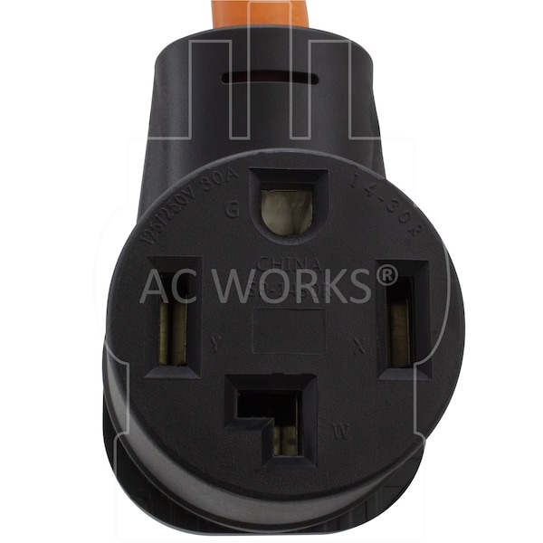 Ac Works 1.5FT 50A 14-50 Piggy-Back Plug with 14-30R Connector Adapter Cord - PB14501430