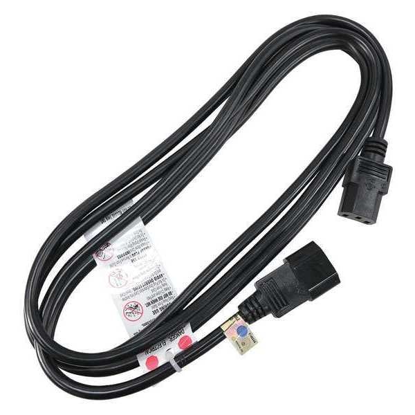 Zoro Select Power Cord, IEC C14, SJT, 10 ft., Blk, 10A, 16/3 - 5XFR7ID