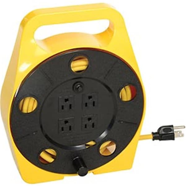 Virtual Yellow Quad Plug Cord Reel, 25 ft. - 16 by 3 GA - VI2582693