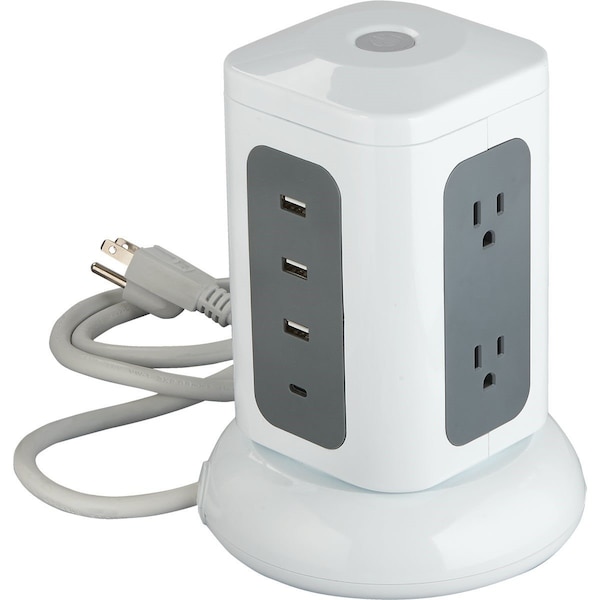 All-Source 6-Outlet/3-USB 1800J White Surge Protector with 3 Ft. Cord - LTS-6L-4U-C