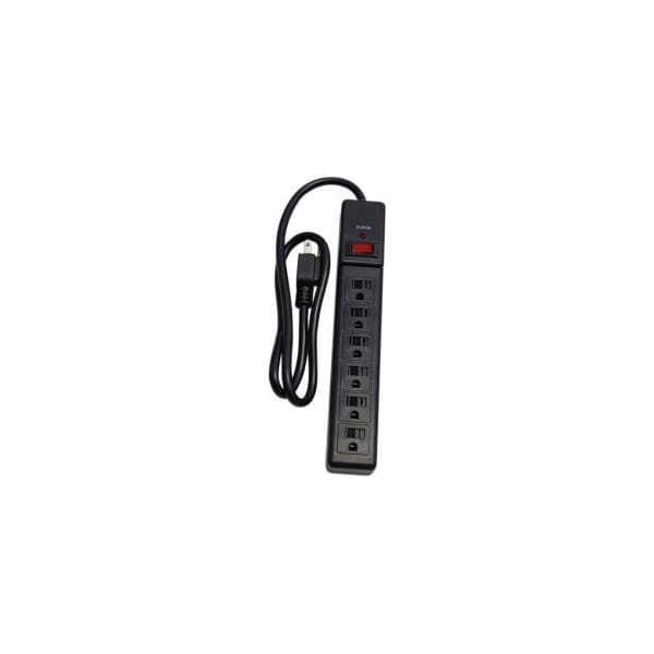 Century Wire & Cable Surge Protected Power Strip, 6 Outlets, 15A, 270 Joules, 3' Cord, Black - D155300BK-3