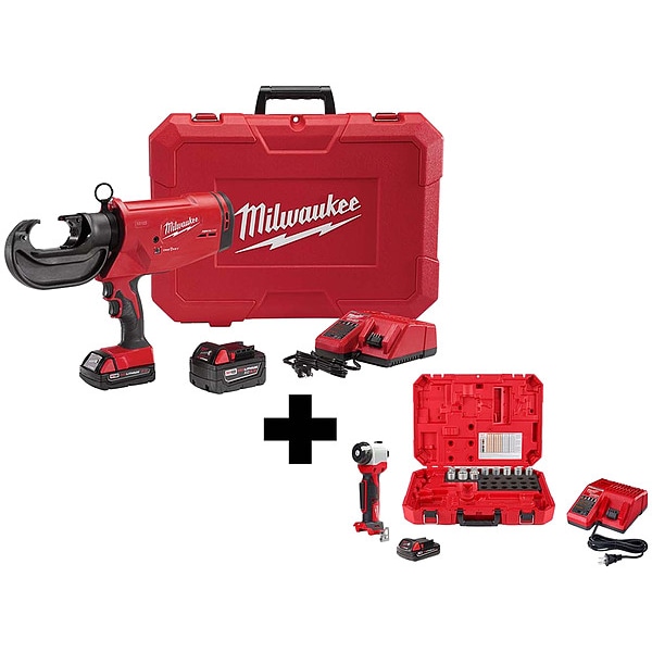 Milwaukee Tool M18 750 MCM Crimper Kit + Cable Stripper - 2779-22, 2935AL-21