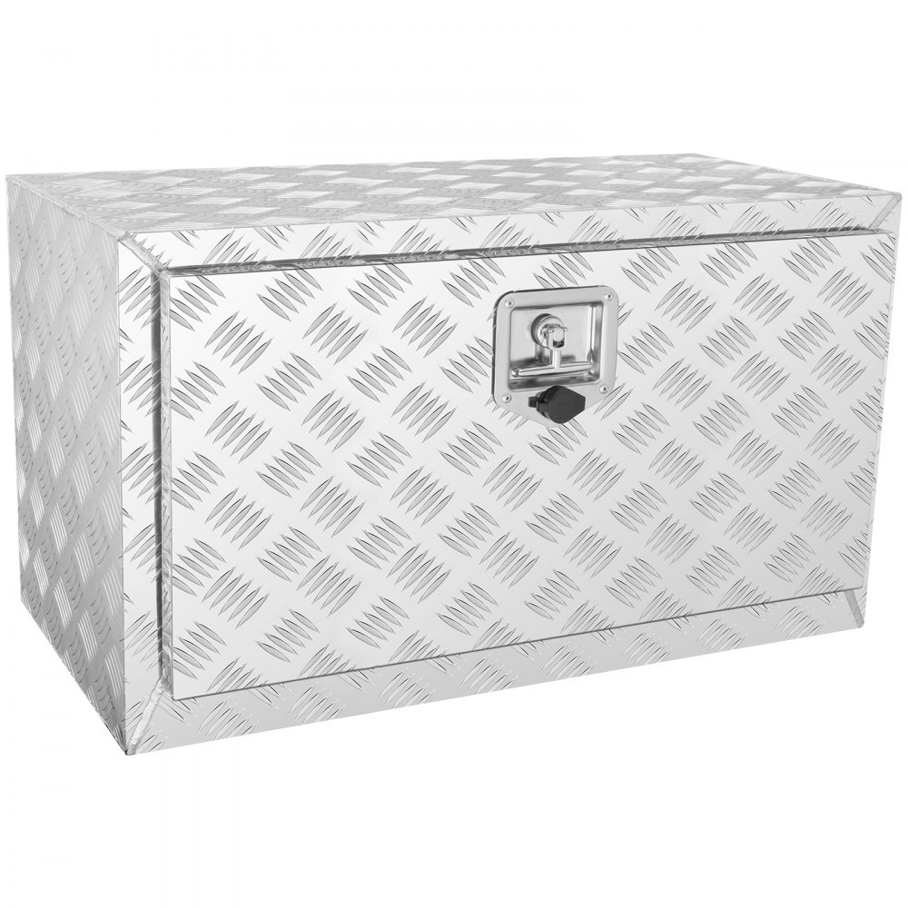 VEVOR Underbody Truck Box, 30"×14"×16" Pickup Storage Box, Heavy Duty Aluminum Diamond Plate Tool Box with Lock and Keys, Waterproof Trailer Storage Box with T-Handle Latch for Truck, Van, Trailer - CDK301416INCH2LT5V0